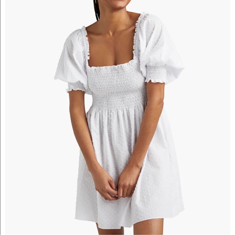 Tuckernuck White Swiss Dot Puff Sleeve Mini Dress